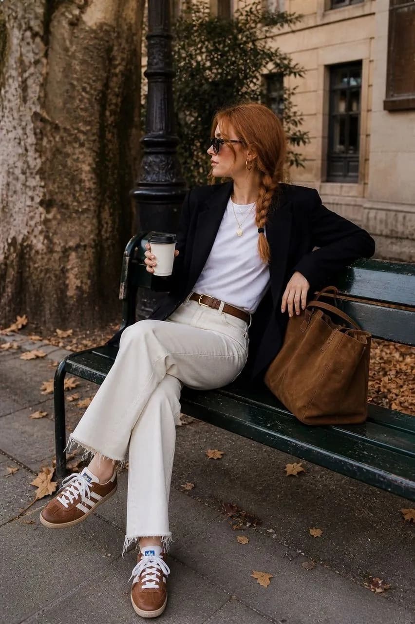 Estilo casual chic con blazer y denim claro