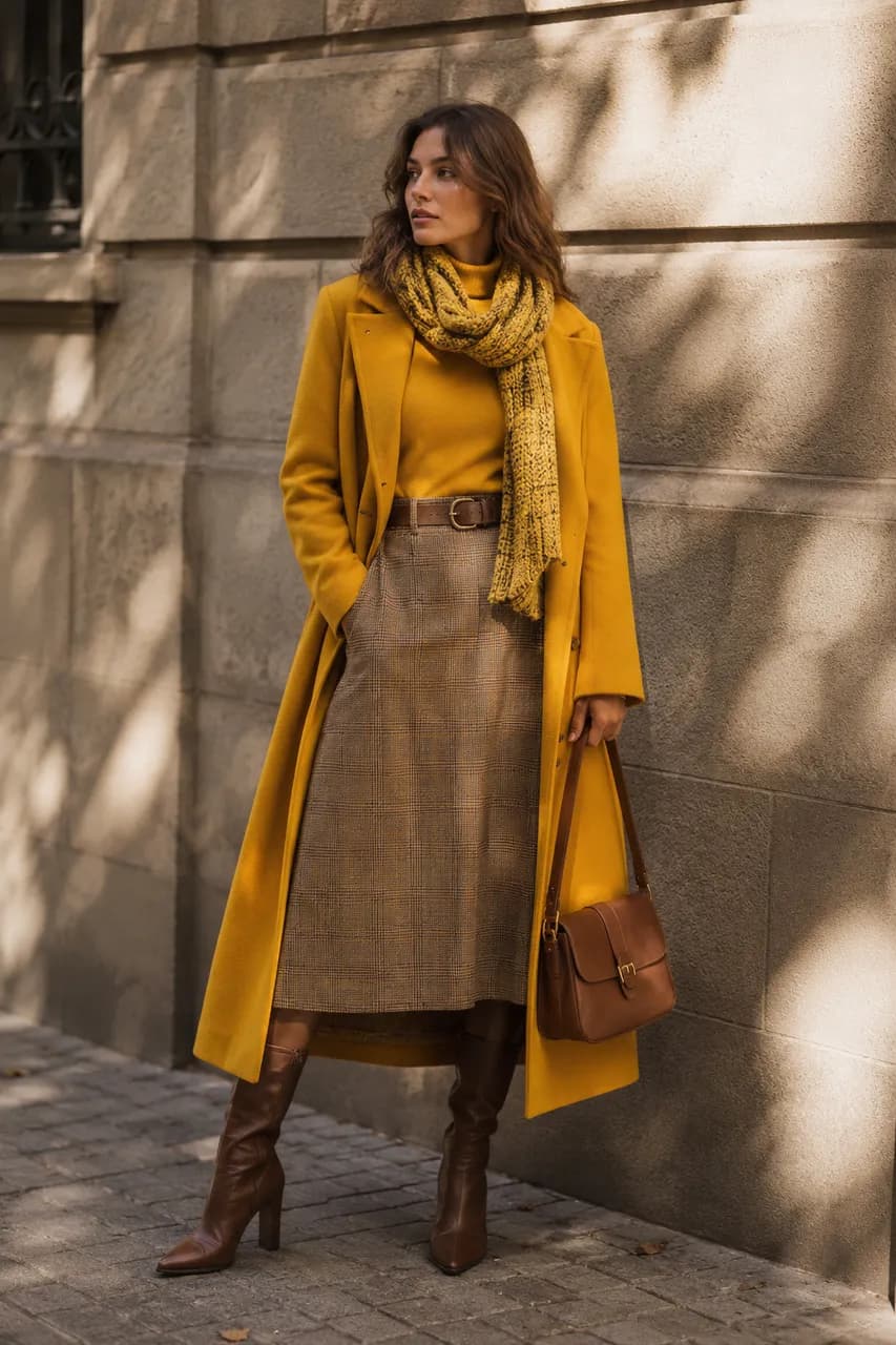 Estilo otoñal en tonos cálidos y marrón