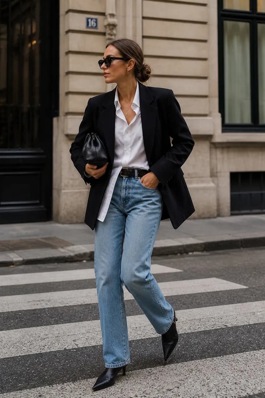 Estilo urbano con blazer y denim