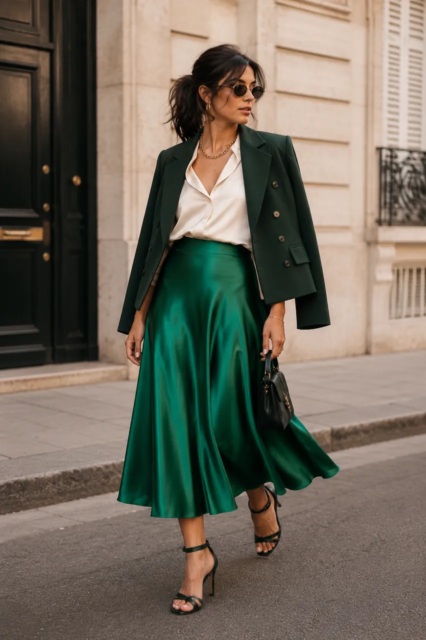 Elegancia urbana en verde y blanco