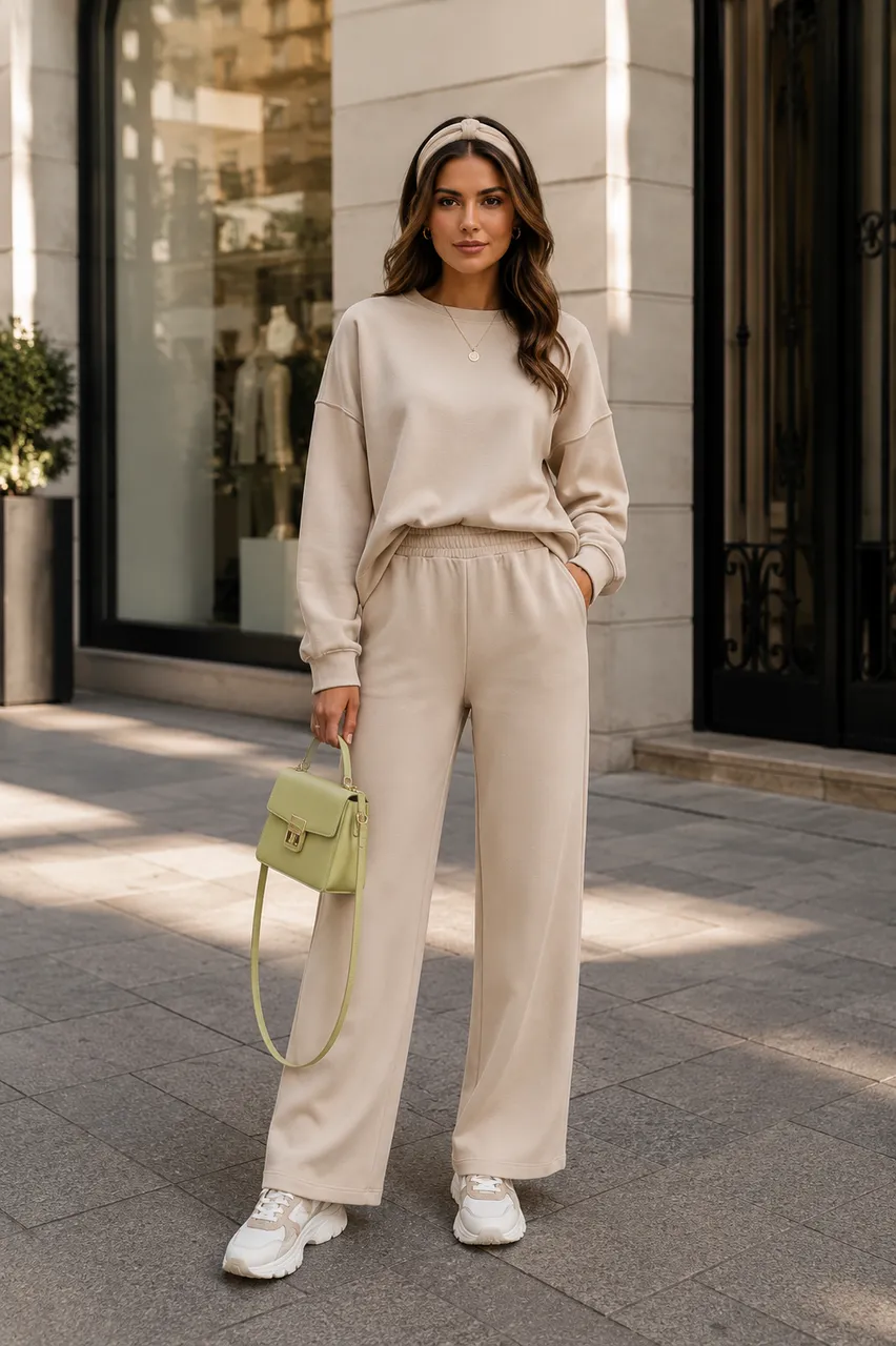 Conjunto beige relajado para un día casual