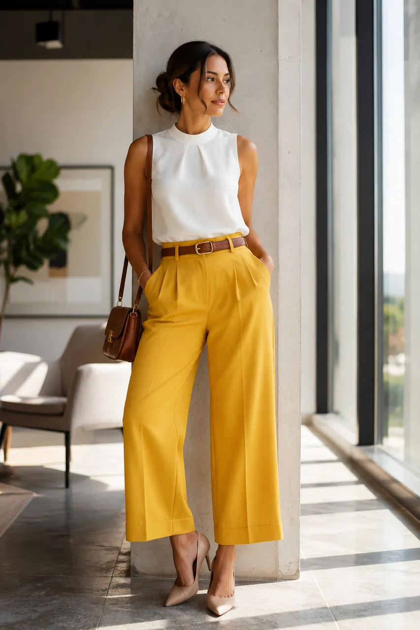 Elegancia moderna en blanco y amarillo