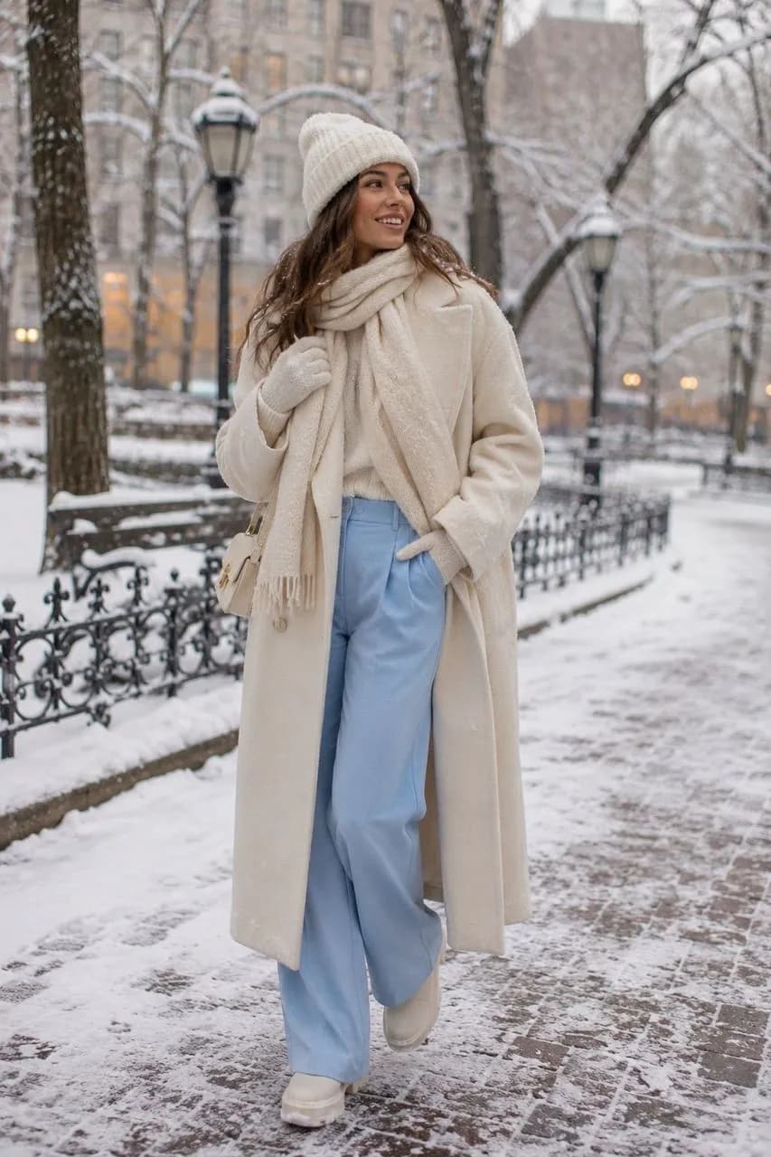 Elegancia invernal en tonos claros