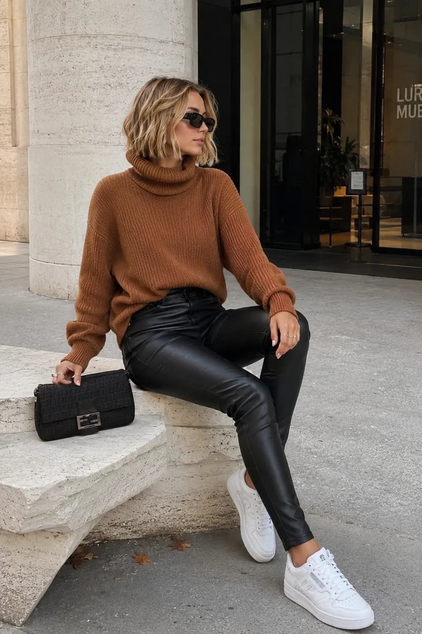 Estilo casual chic en tonos tierra y negro