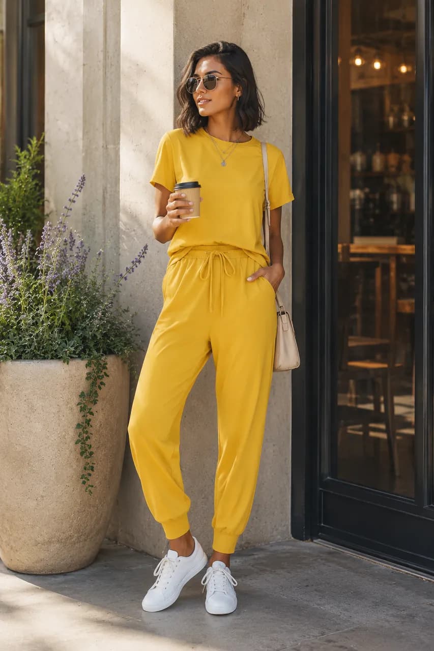 Estilo casual en amarillo vibrante