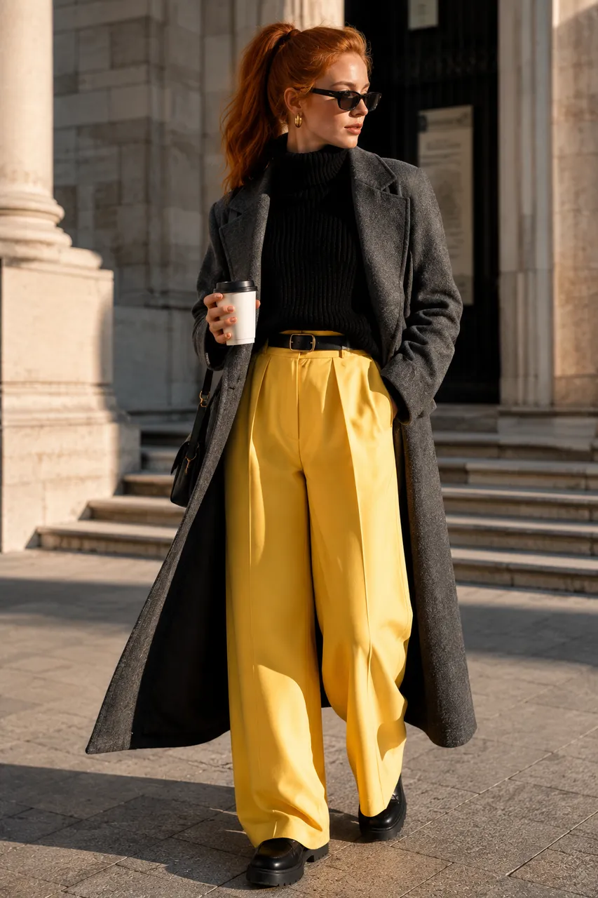 Estilo urbano con pantalones amarillos