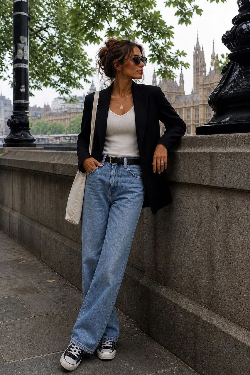Estilo urbano con blazer y denim
