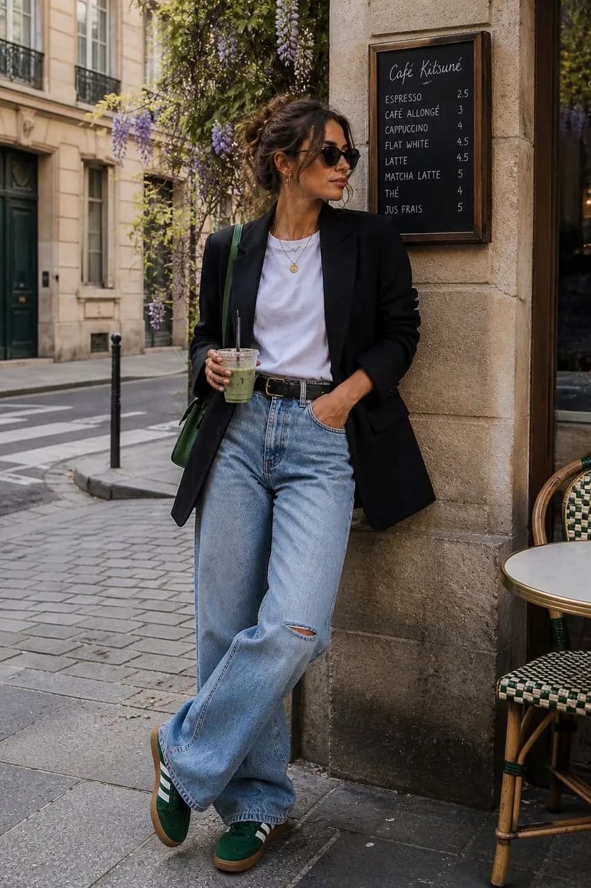 Estilo urbano con blazer y denim