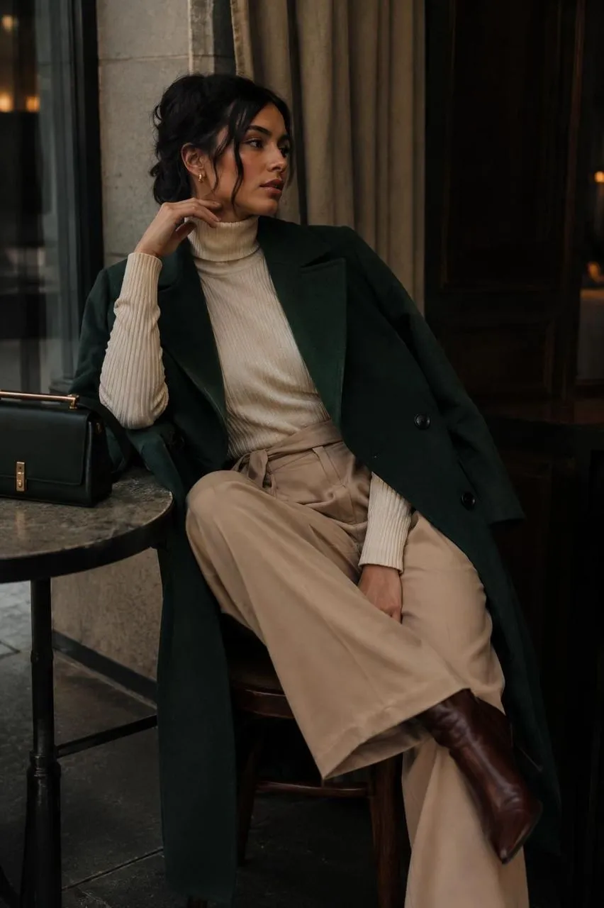 Elegancia minimalista en tonos neutros y verde
