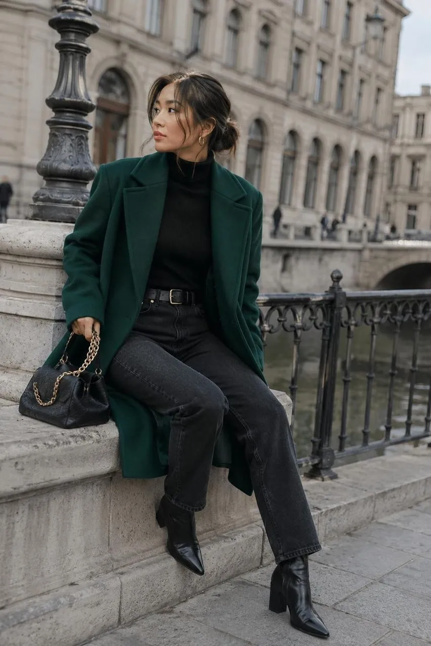 Estilo urbano en tonos oscuros y verde