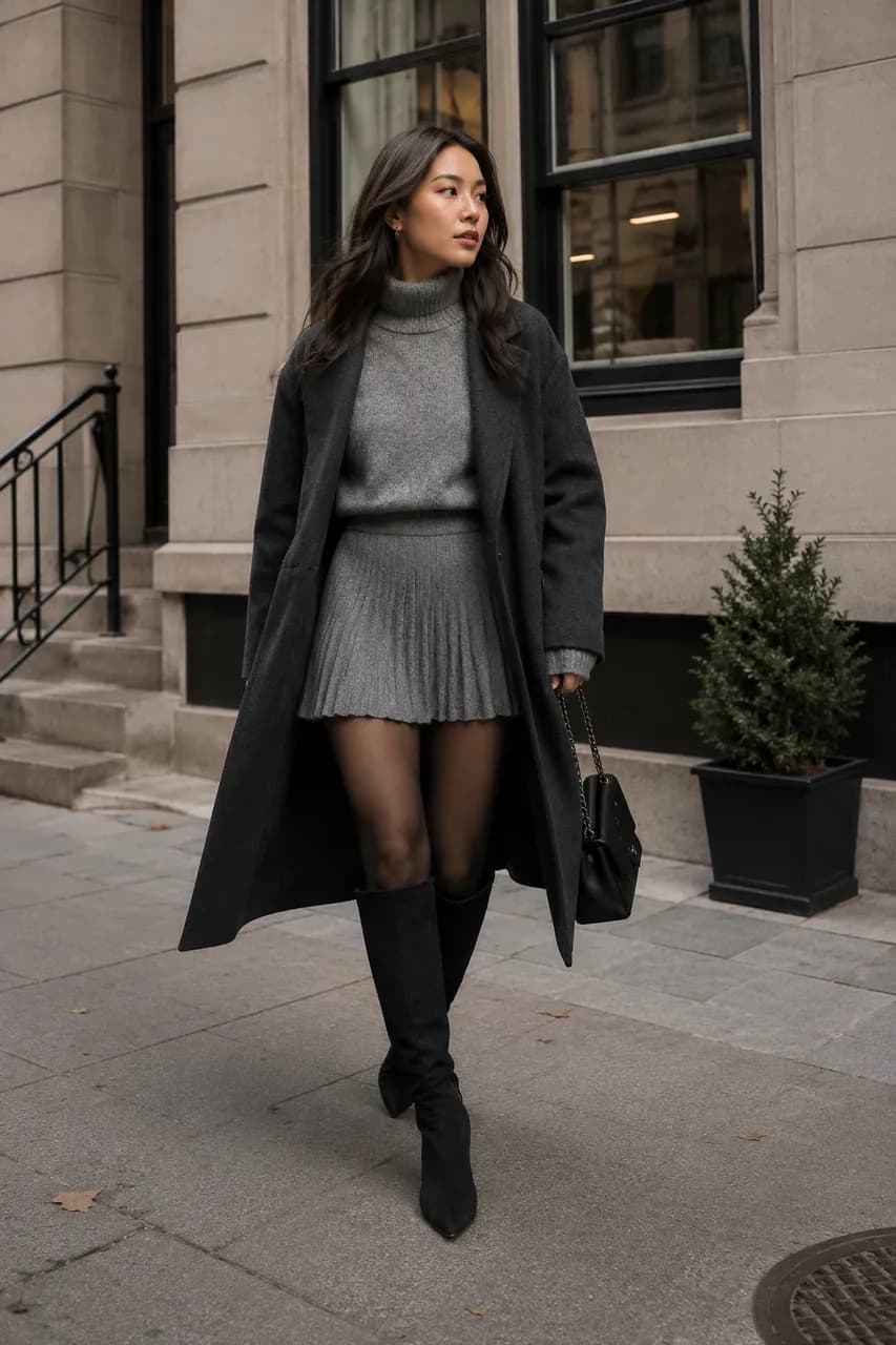Estilo elegante en tonos grises para el invierno