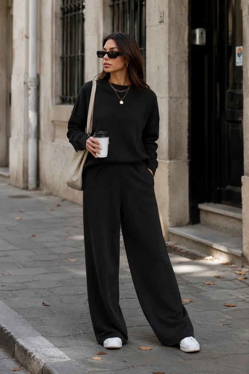 Estilo urbano en negro con toque minimalista