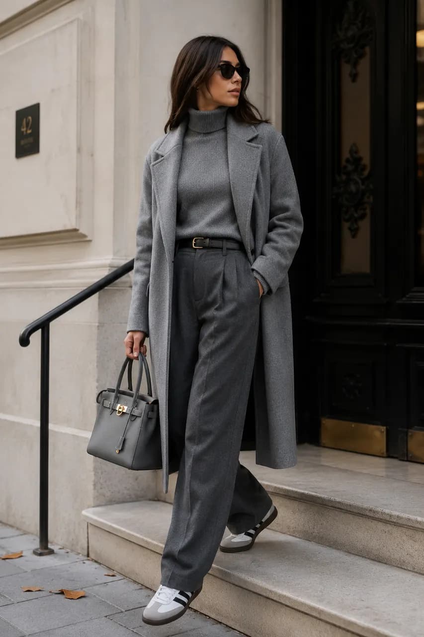 Elegancia en gris para días fríos