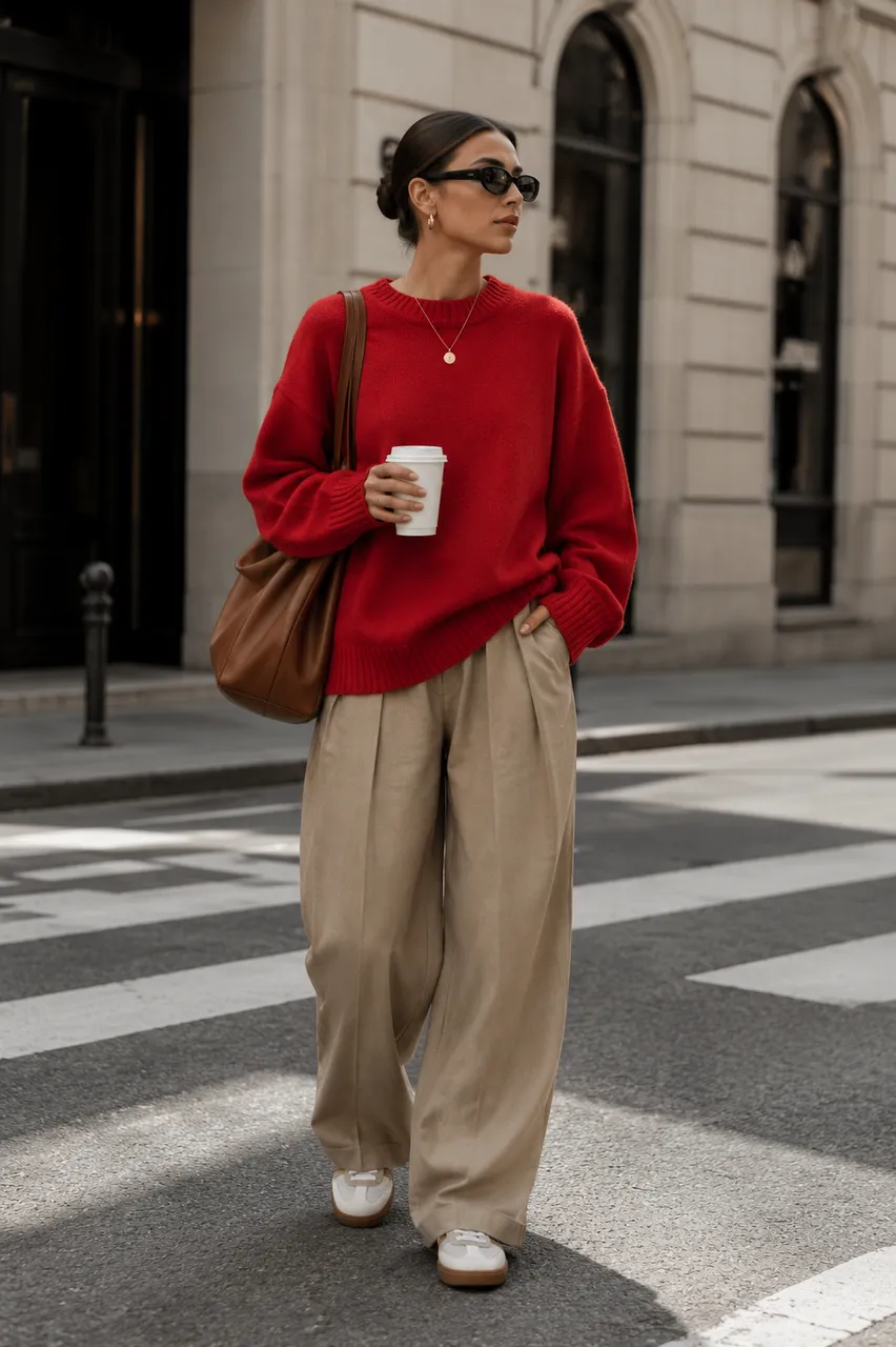 Comodidad urbana en rojo y beige
