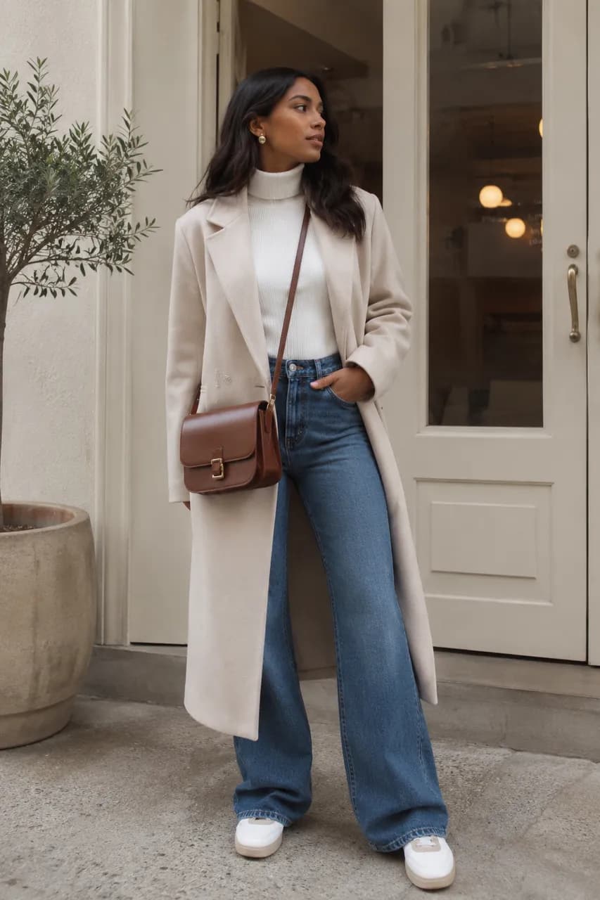 Estilo casual chic en tonos neutros y denim