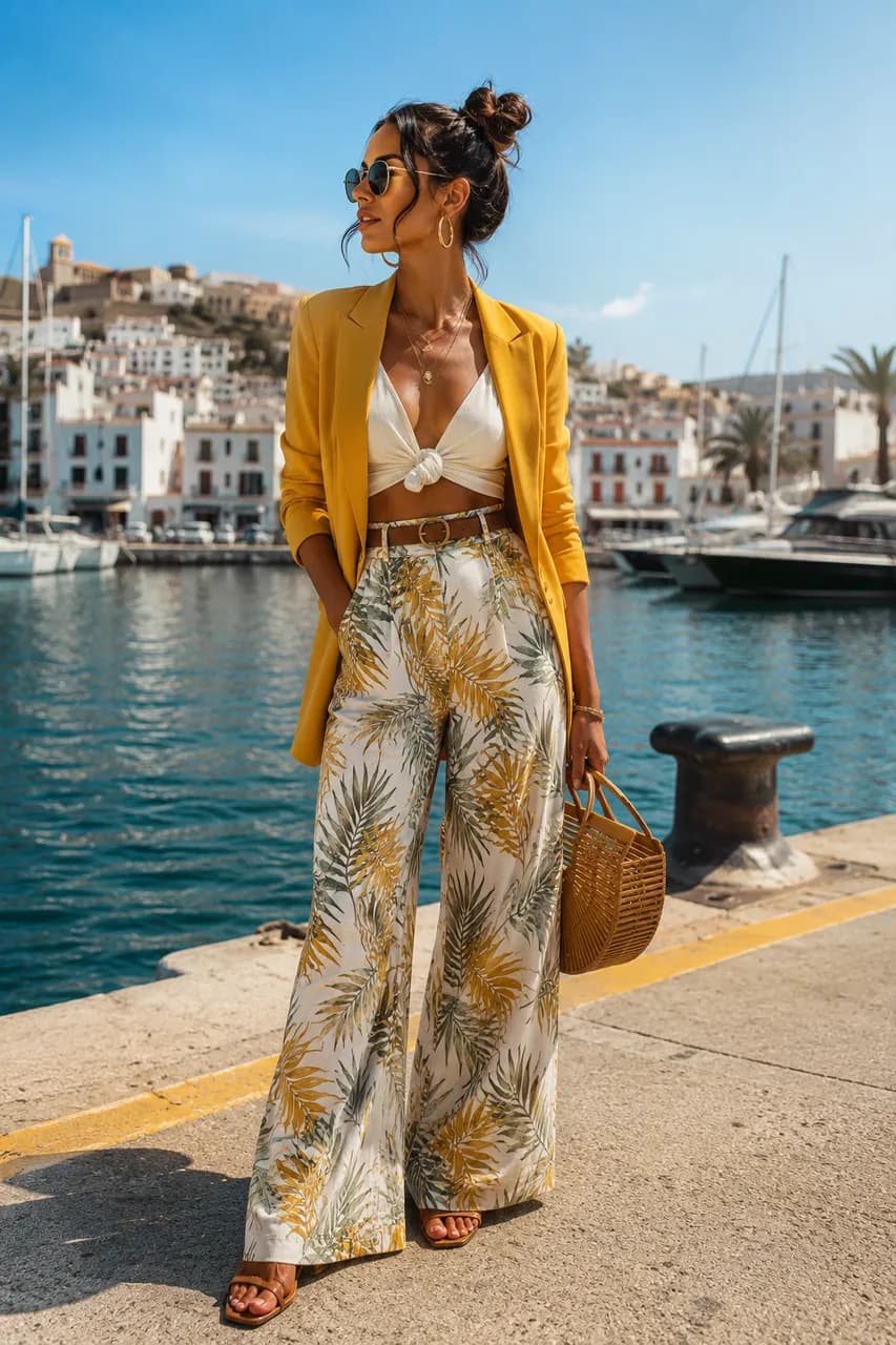 Estilo veraniego con blazer y estampados