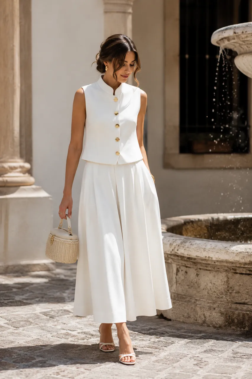 Elegancia en blanco para un día soleado