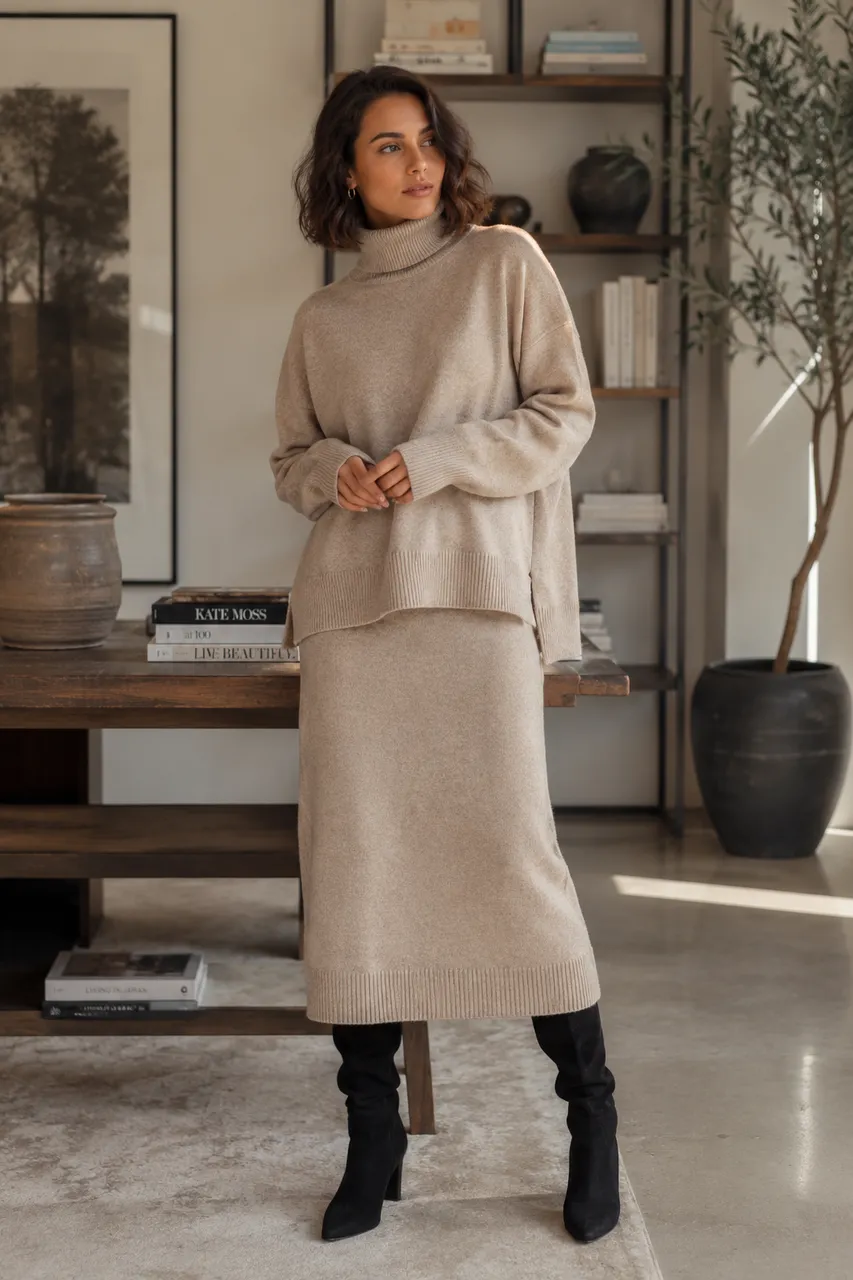 Estilo minimal en tonos beige y negro