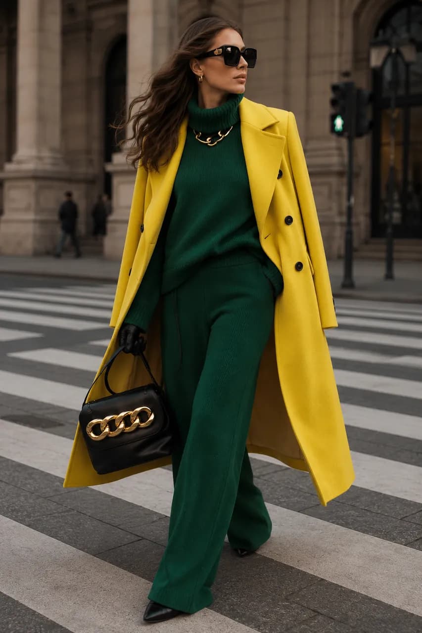 Combinación elegante en verde y amarillo