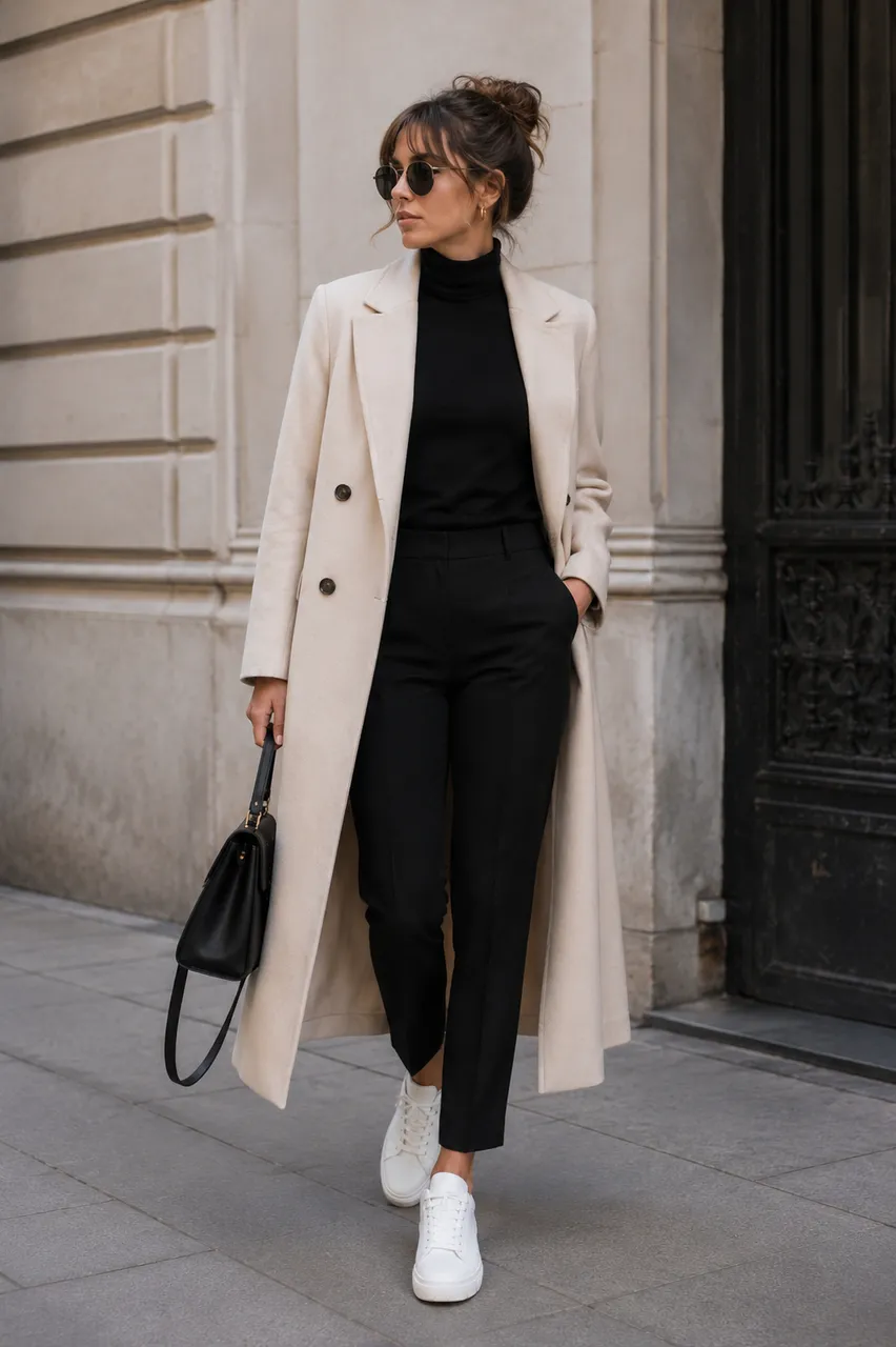 Estilo minimal en negro y beige