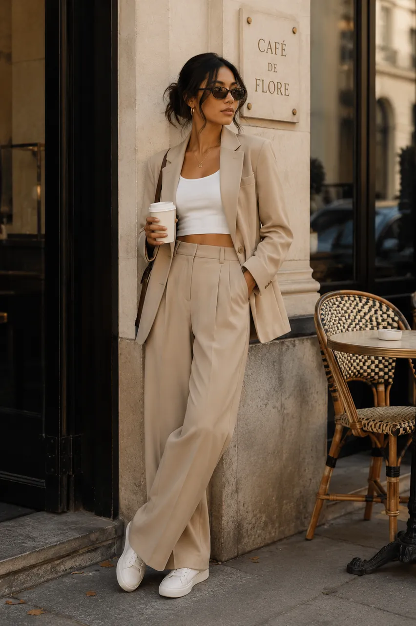 Estilo urbano en tonos beige y blanco