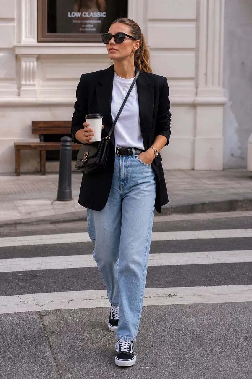 Estilo urbano con blazer y denim