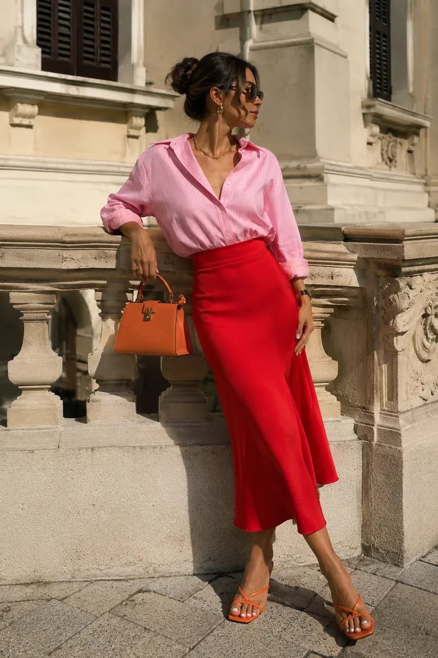 Estilo sofisticado en rojo y rosa