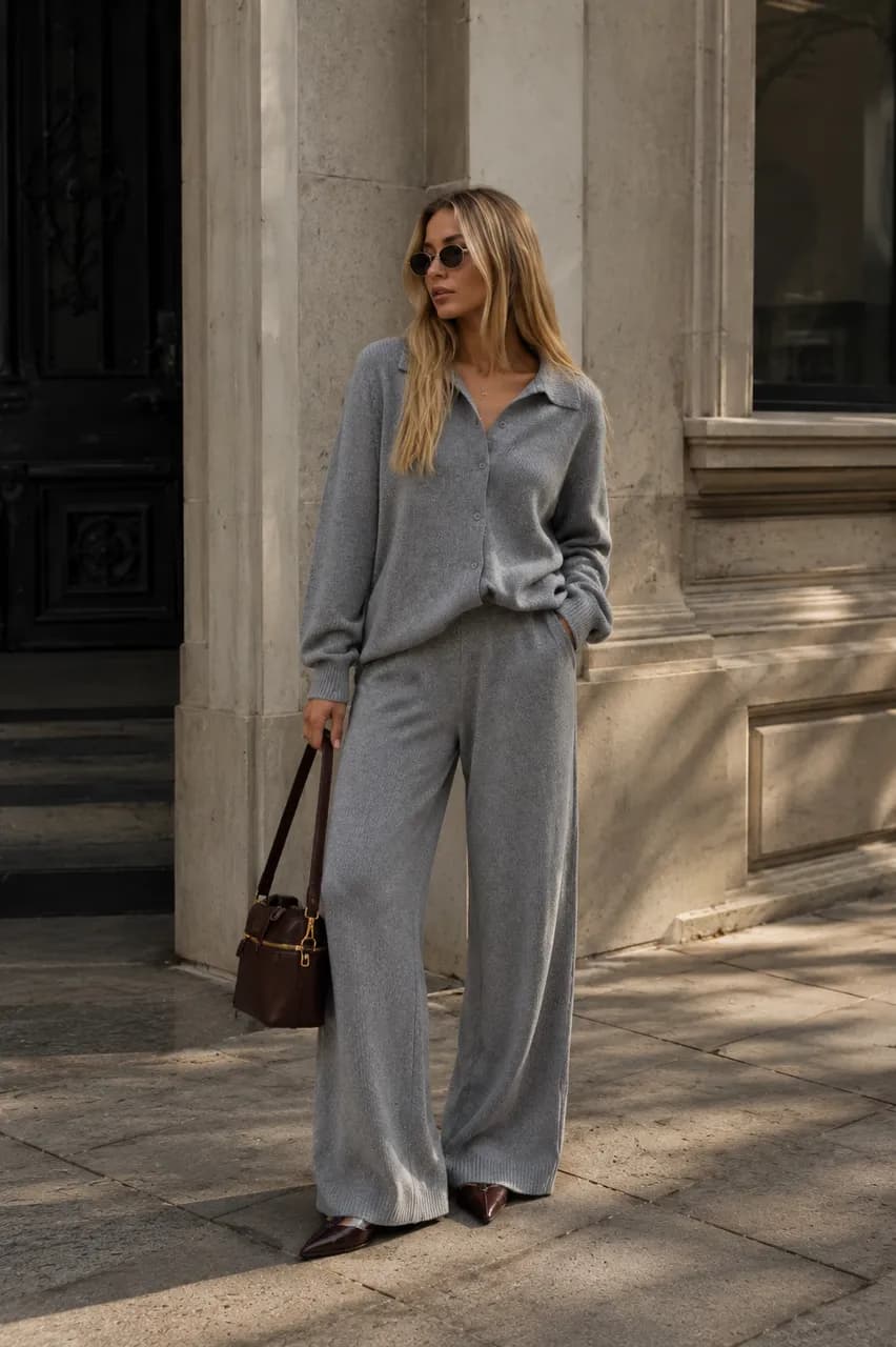 Conjunto gris relajado para días frescos