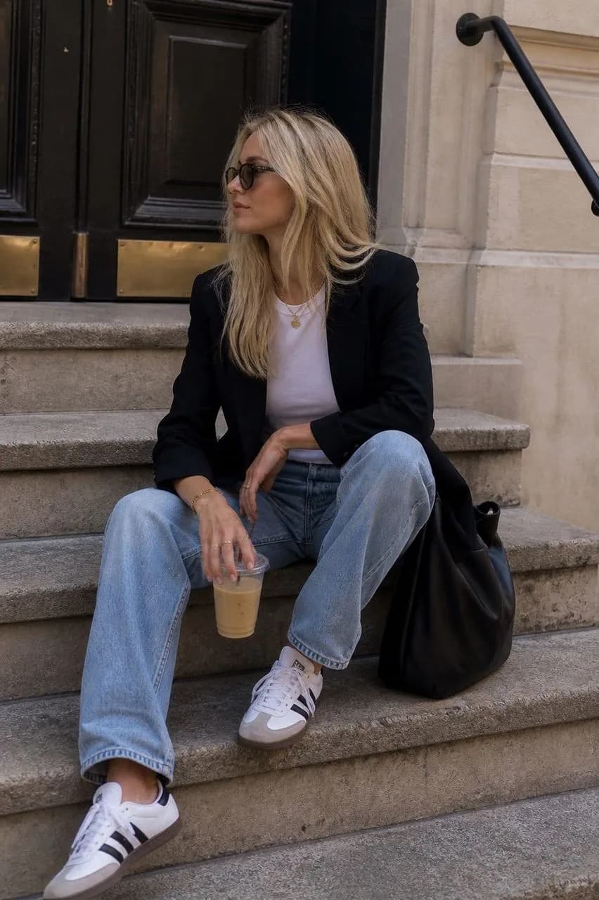 Estilo casual chic con denim y blazer