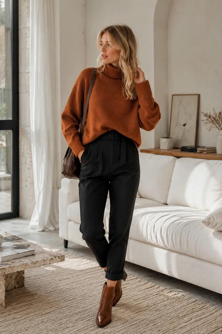 Estilo acogedor en tonos tierra y negro