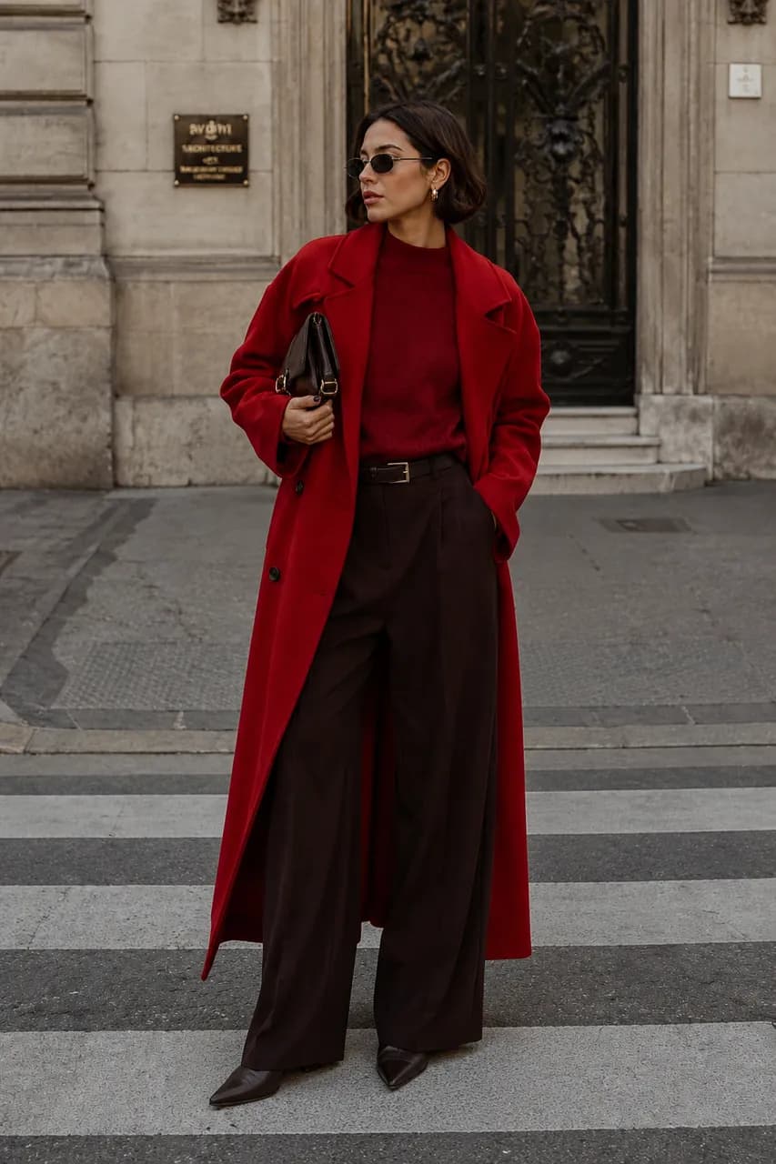 Estilo sofisticado en rojo y marrón