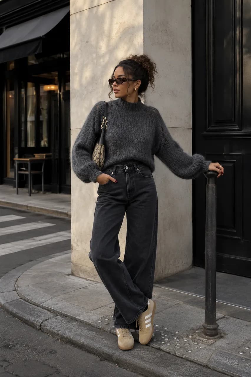 Estilo urbano en gris y denim oscuro
